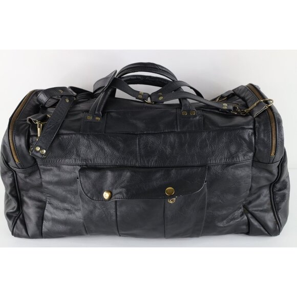 Vintage 90s Streetwear Distressed Soft Leather Duffel Bag Carry On Weekender - Picture 1 of 12